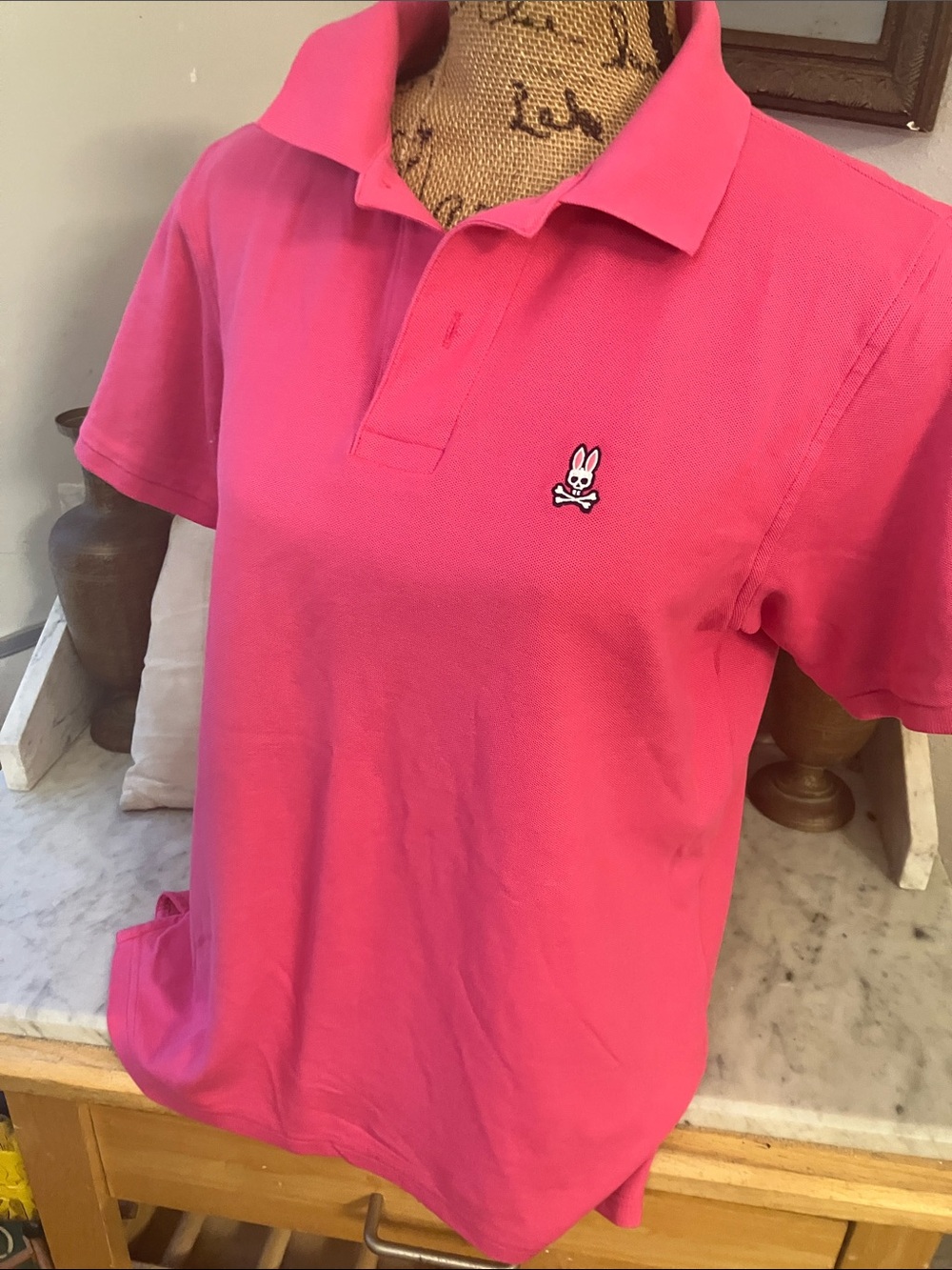Psycho Bunny Pink Polo Shirt with Bunny Logo